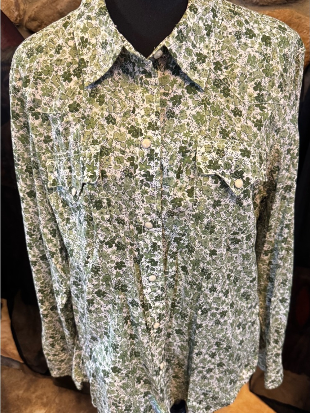 Women’s Lucky Brand  Green Floral Button-Up Shirt